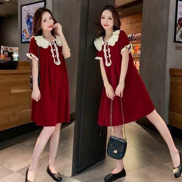 Đầm bầu dự tiệc dài qua gối sang chảnh-váy bầu công sở
