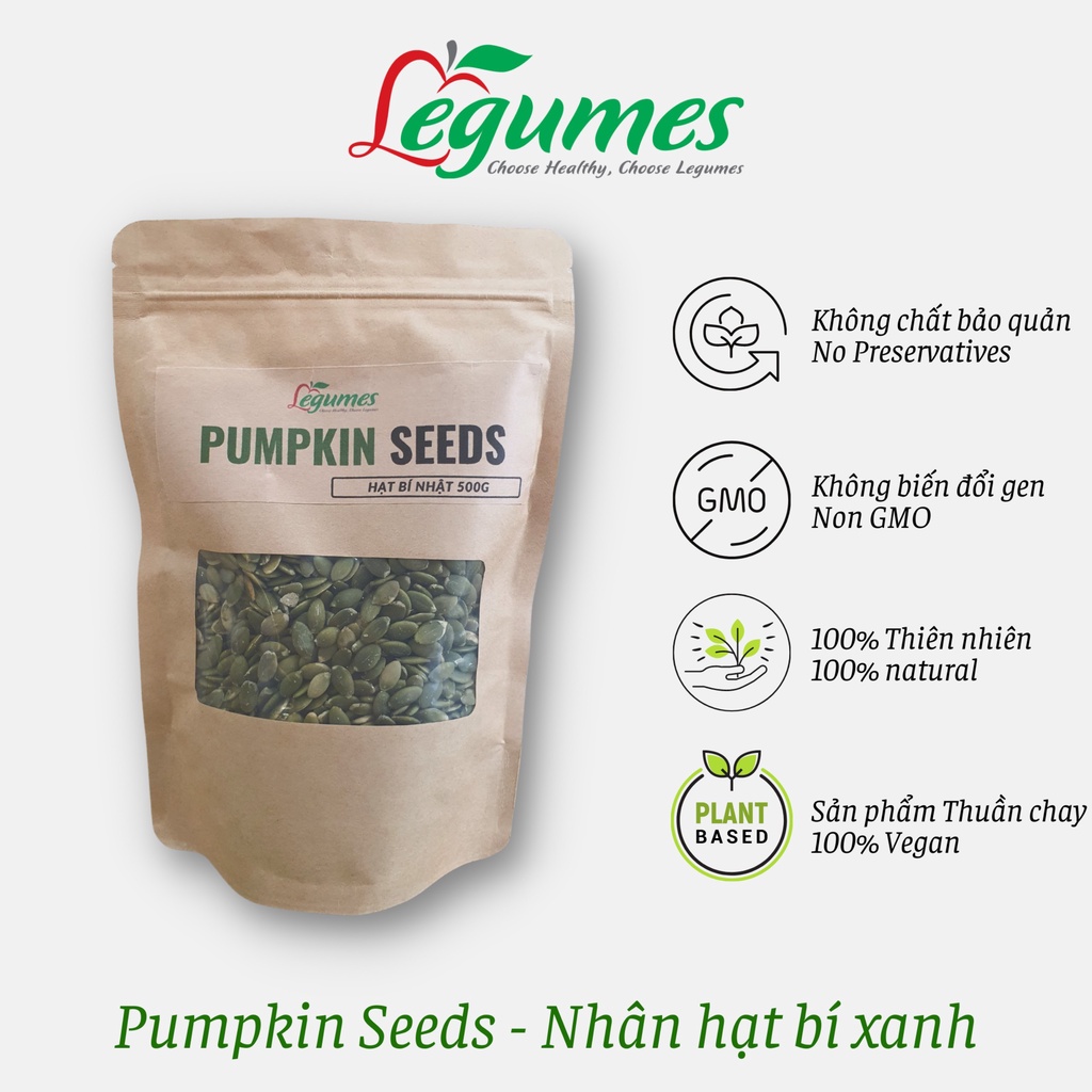 Nhân Hạt Bí Nhật Hữu cơ Dinh dưỡng Túi 500g