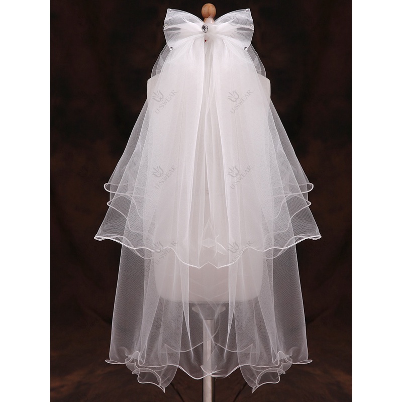 Voan Cài Tóc Cô Dâu Nơ 2 Lớp Có Lược Cài 75K Số 4