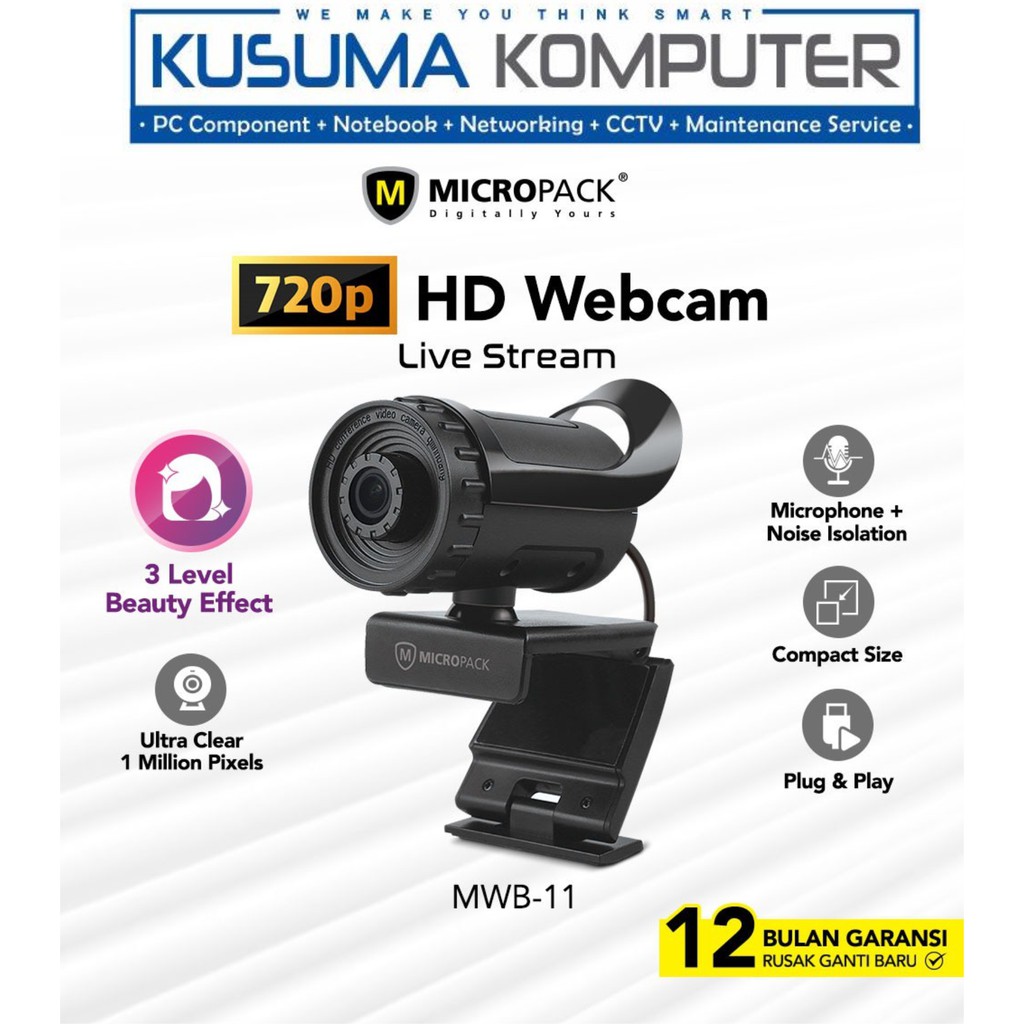 Micropack WebCam 720P MWB-11 tích hợp micro cho máy tính