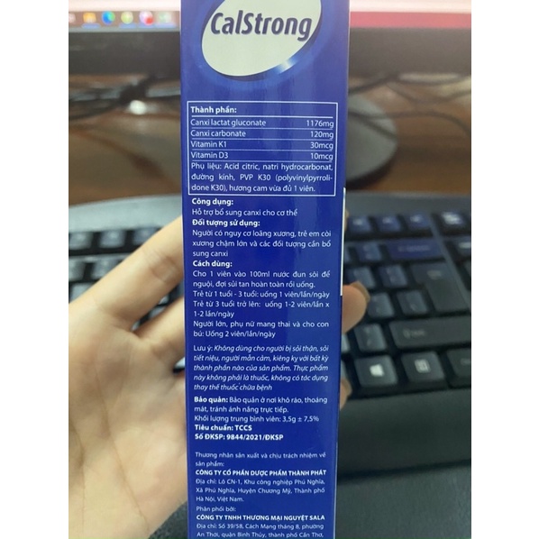 Tuyp sủi Calstrong bổ sung Canxi 20 viên