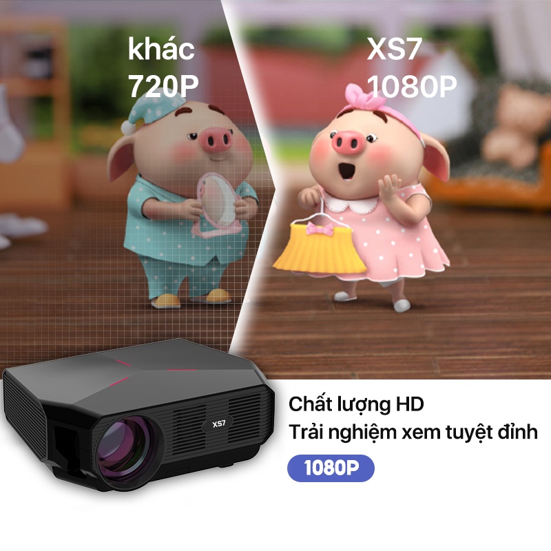 Máy Chiếu Thông Minh Swanfilm XS7 hỗ trợ 4k 1920x1080P Full HD 4600lumen loa HiFi màn hình lớn 200