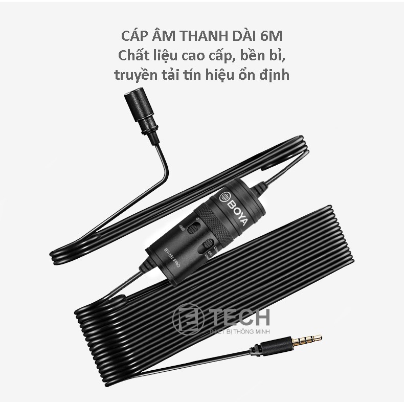 [Mã ELHACE giảm 4% đơn 300K] Micro thu âm gài áo Lavalier BOYA BY M1 PRO