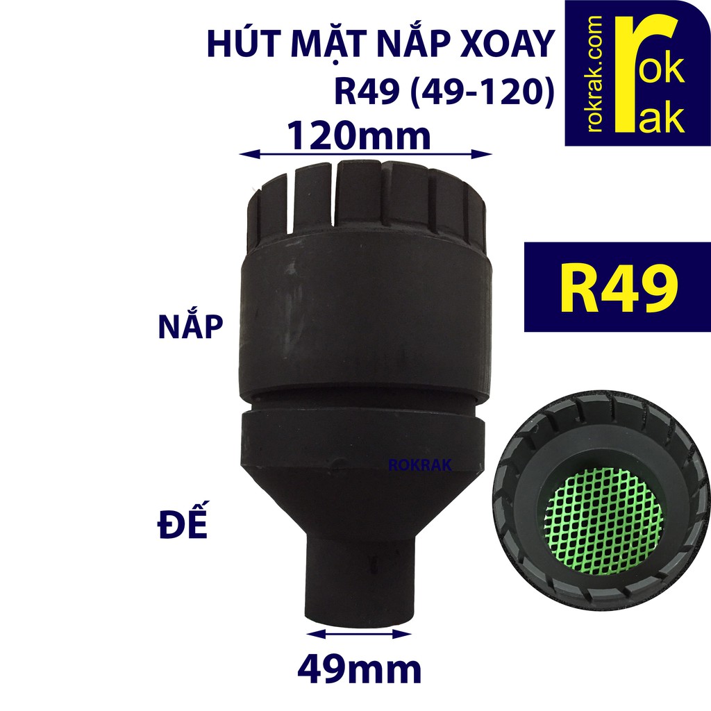 Hút mặt hồ cá Koi ROKRAK S-60-120 ĐÚC / R49  THỦ CÔNG SKIMMER loại lớn nắp răng xoay