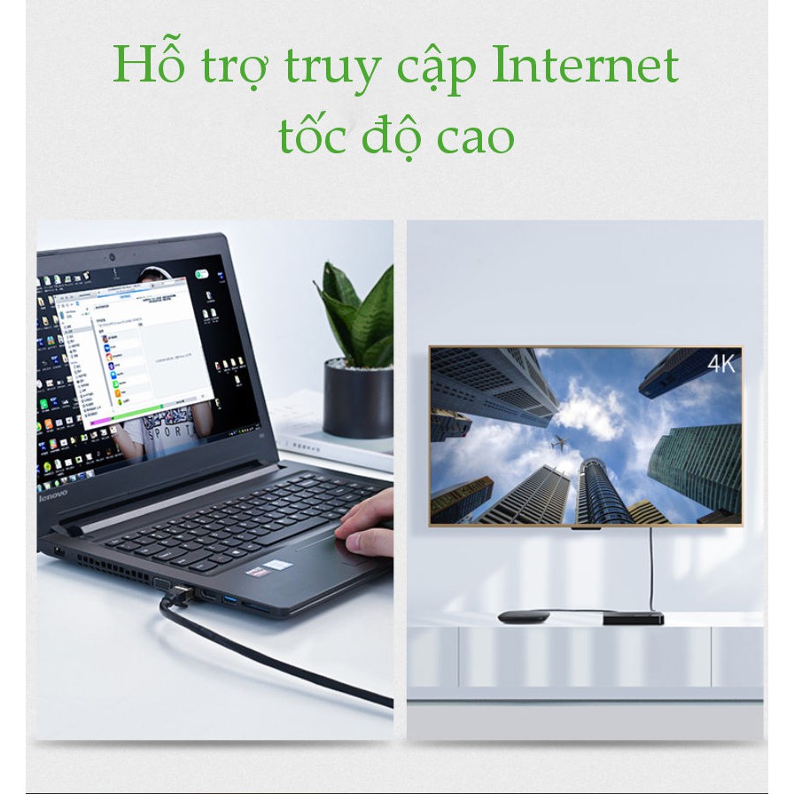 [Mã 2404EL10K giảm 10K đơn 20K] Cáp mạng 2 đầu đúc bọc hợp kim Cat 7 UTP, dạng tròn, dài từ 25-30m UGREEN NW107