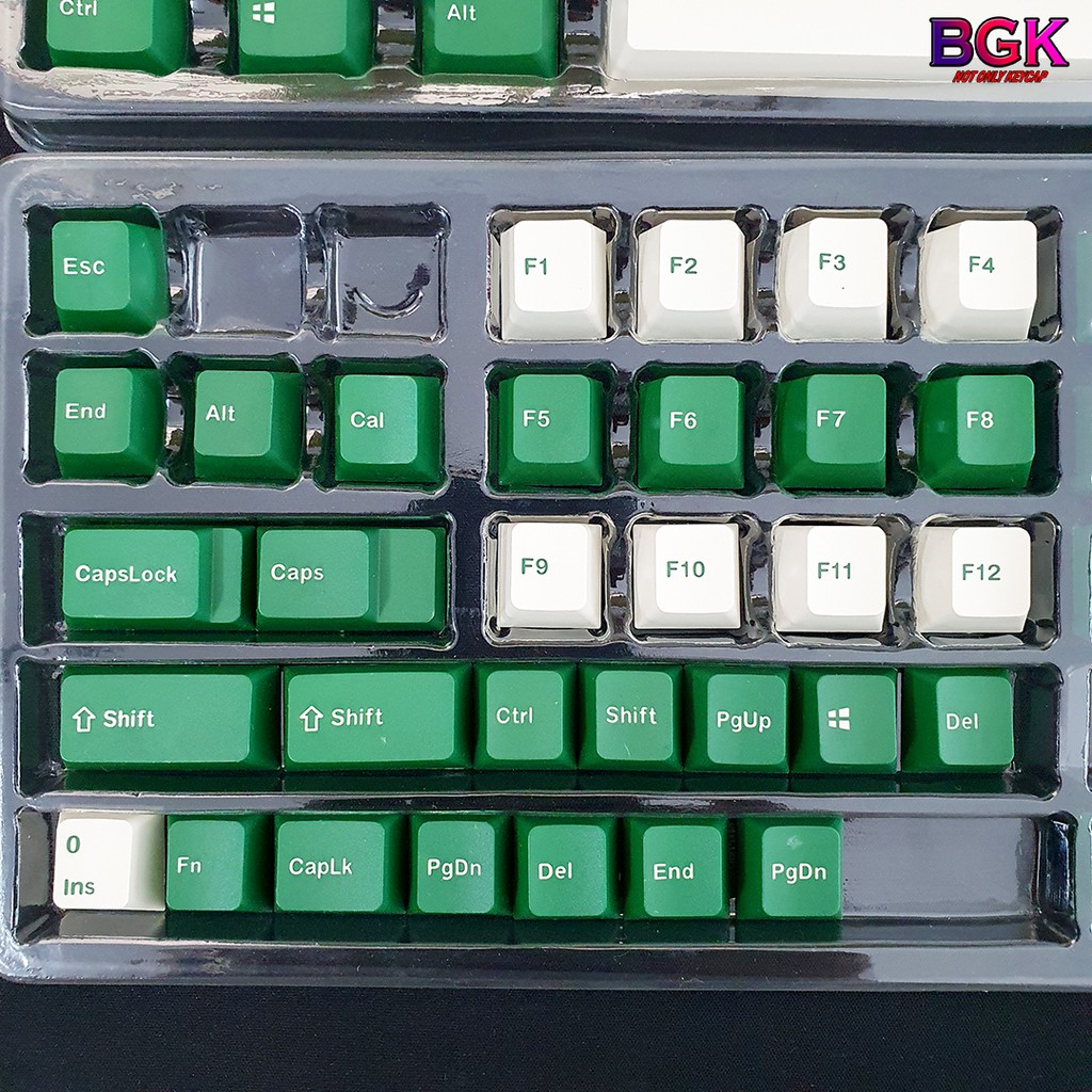 Bộ Keycap Green Tea Trà Xanh 123 Phím Font chữ đẹp,PBT Dày Double-Shot, dùng được nhiều layout