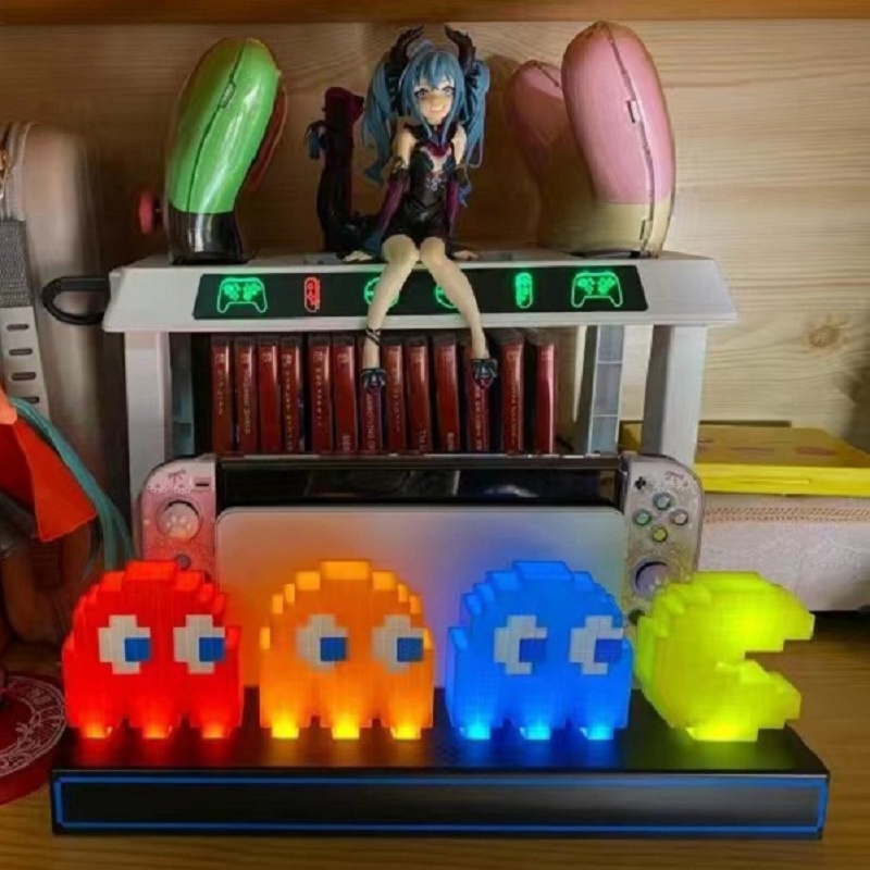 [Hàng Sẵn] Đèn ngủ Pac man đáng yêu có cảm biến âm thanh thông minh USB đầy màu sắc để trang trí máy tính, phòng ngủ phòng làm việc【Tennessee052】