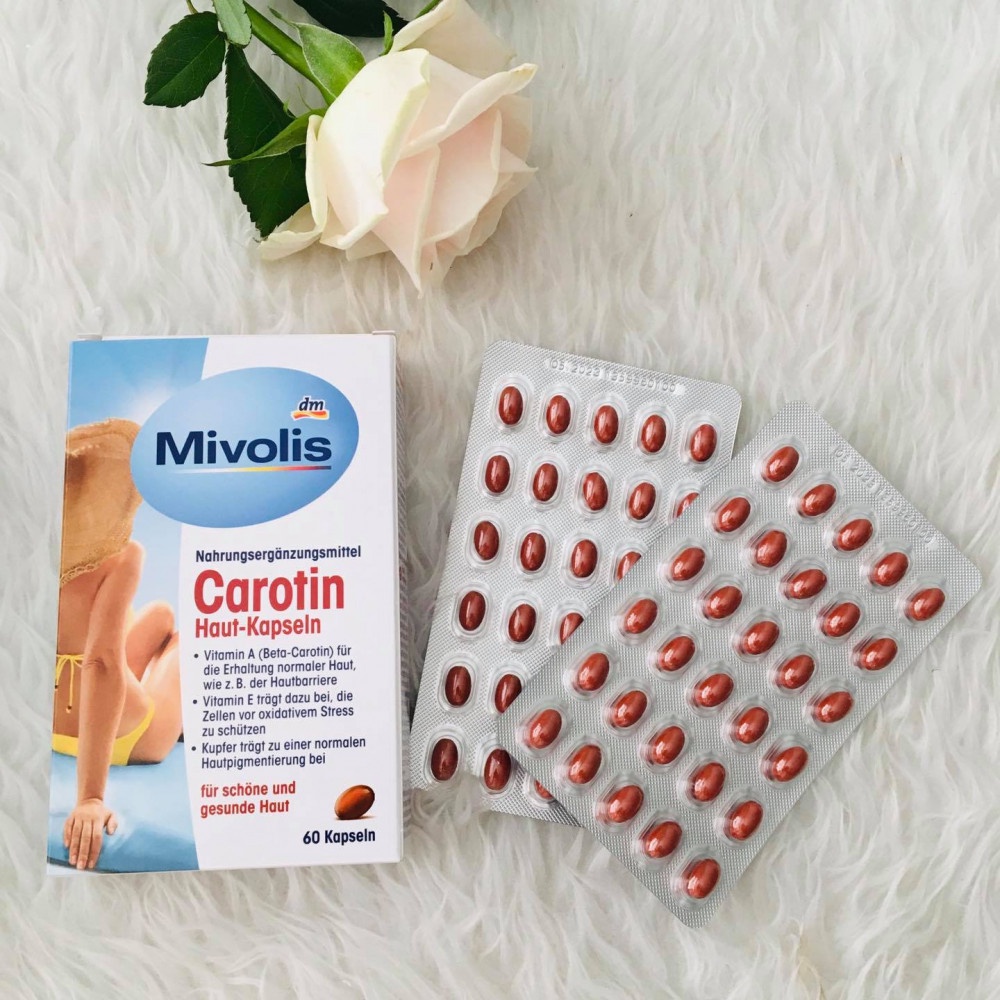 Viên Uống Chống Nắng Mivolis Carotin Hộp 60 Viên Hàng Đức Chính Hãng