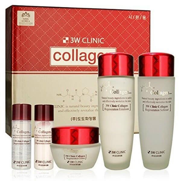 Bộ Skincare trắng da săn chắc chống lão hóa chiết xuất từ Collagen 3W CLINIC Hàn Quốc giúp da trắng sáng &amp; mờ nám