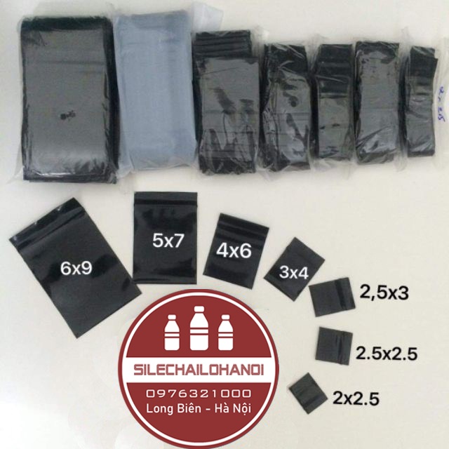 Gói 100 chiếc túi zip 2 mặt màu đen