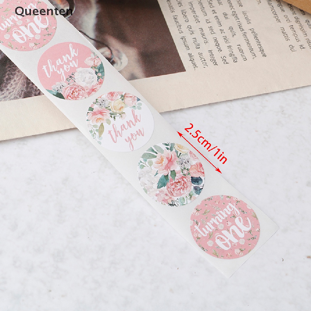 1 Cuộn 500 nhãn dán in chữ Thank You kèm hoa trang trí tiệc cưới