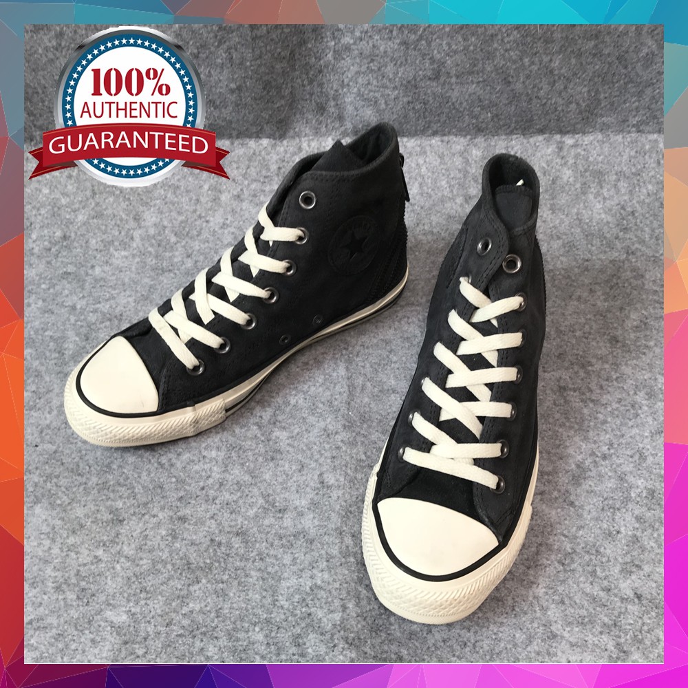 Giầy converse real second hand cao cổ phối màu đen trắng
