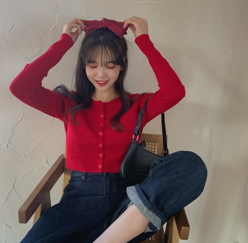 Áo Cardigan Dệt Kim Dáng Ôm Kiểu Hàn Quốc Xinh Xắn Cho Nữ