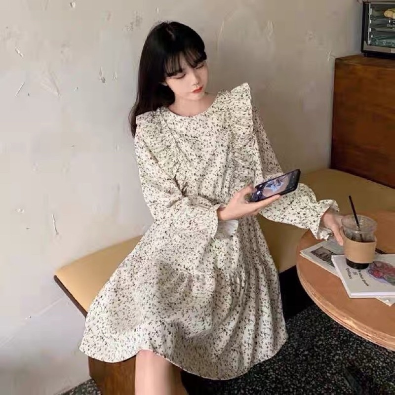 Váy Hoa Nhí Vintage Đuôi Cá 2 Lớp Siêu Xinh Siêu Dễ Mặc