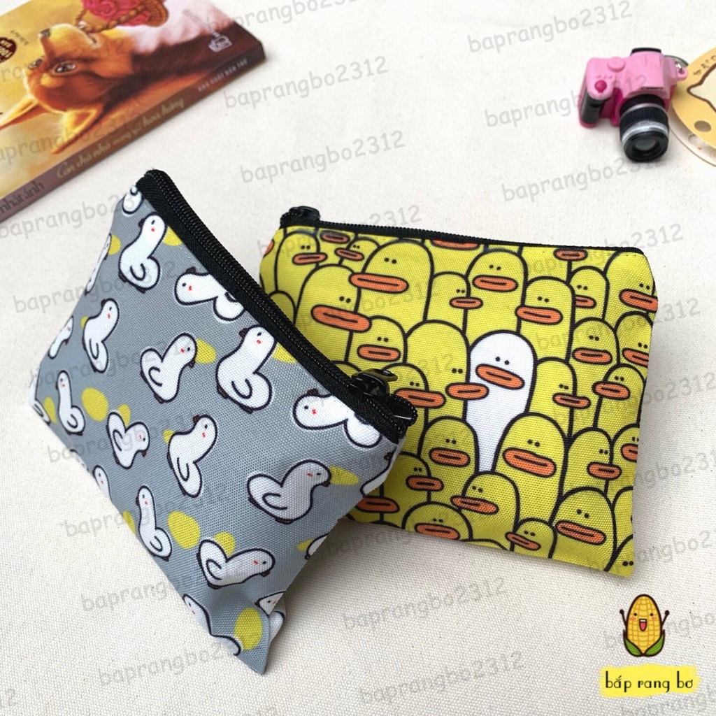 Ví vải canvas mini nhỏ hình vịt cute dễ thương để chìa khóa thẻ