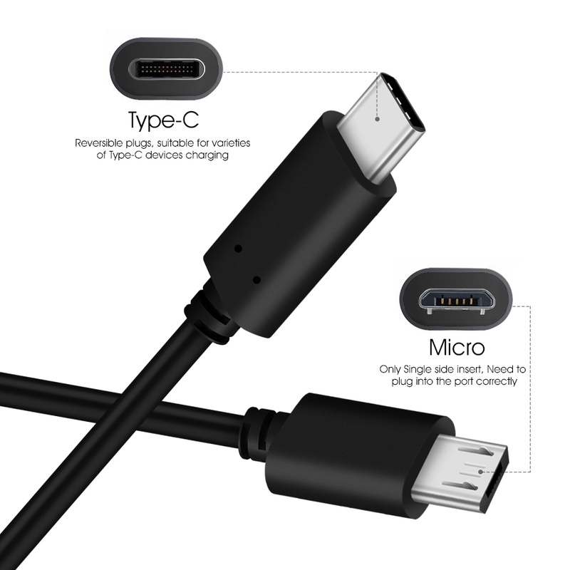 Dây cáp OTG sạc pin đồng bộ hóa dữ liệu chuyển đổi chui cắm Type C (USB-C) với chui cắm Micro USB cao cấp