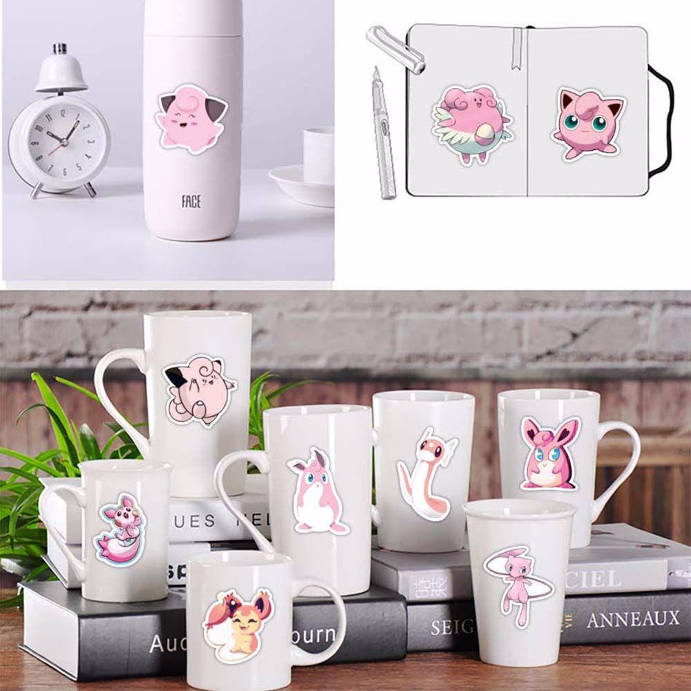 Nhãn Dán Trang Trí Hình Pokemon Màu Hồng Đáng Yêu