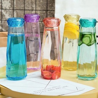 bình nước thủy tinh kim cương nhiều màu sắc đơn giản mà lại đẹp ( giao màu ngẫu nhiên )