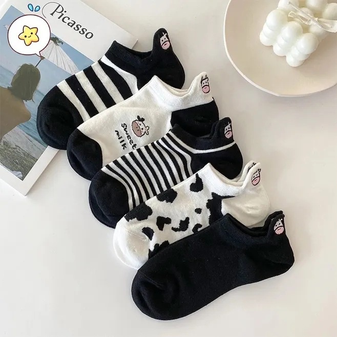 Vớ Nữ 5 Kiểu Họa Tiết Bò Sữa Siêu Dễ Thương