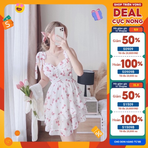 Váy Cúp Ngực Nữ Siêu Xinh CAMI Váy Hoa Nhí Dáng Dài 2 Dây 2 Lớp Kiểu Dáng Xòe Dễ Thương Phù Hợp Đi Biển Hay Đi Chơi V19