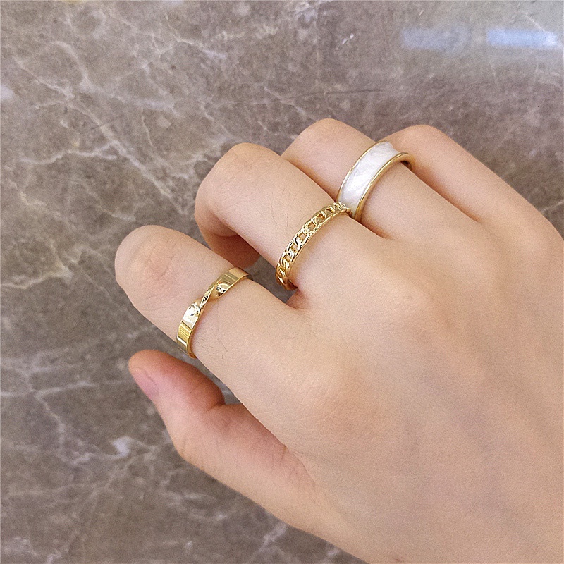 Set 3 Nhẫn Đeo Ngón Tay Kiểu Dáng Đơn Giản Thời Trang Cho Nữ