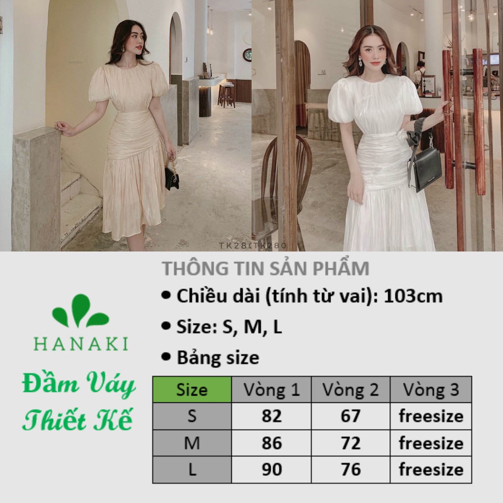 Đầm Dự Tiệc Đầm Thiết Kế Tùng Xòe Tay Phồng Nhún Eo Tôn Dáng Đẹp Xuất Sắc HNK309 | BigBuy360 - bigbuy360.vn