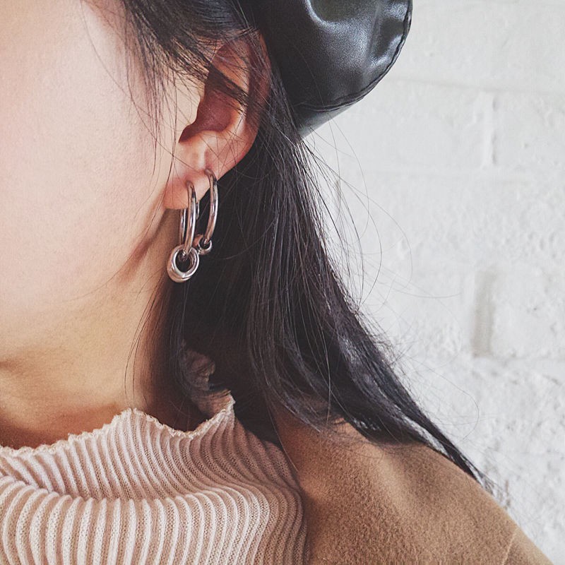 Khuyên Tai Thép Titan Kiểu Đơn Giản Phong Cách Hip Hop