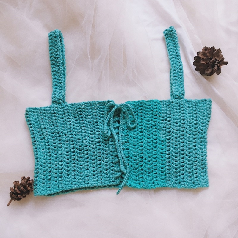 Croptop Len - Bralette Len - Bikini Len Móc - xanhlanhes