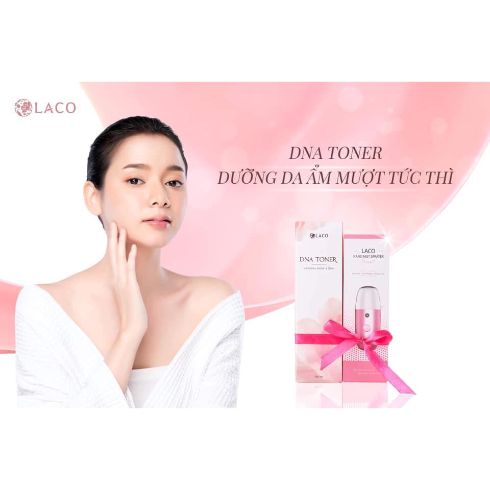 DNA Toner LACO Natural Rose Và DNA Trắng Mịn Da Thu Nhỏ Lỗ Chân Lông Mờ Thâm Nám Ngăn Ngừa Lão Hóa Cấp ẩm giảm Mụn 150ml