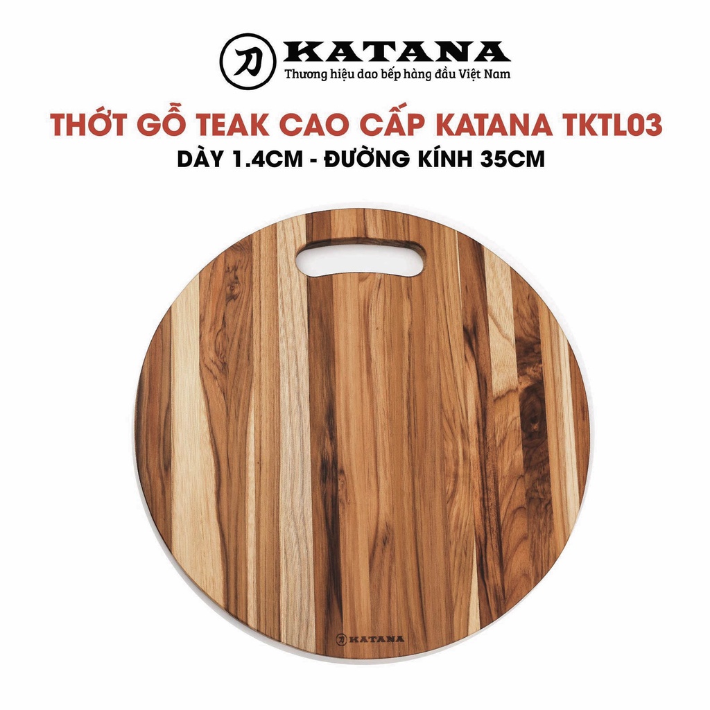 Thớt gỗ teak KATANA hình tròn TKTL03 14x350x350mm