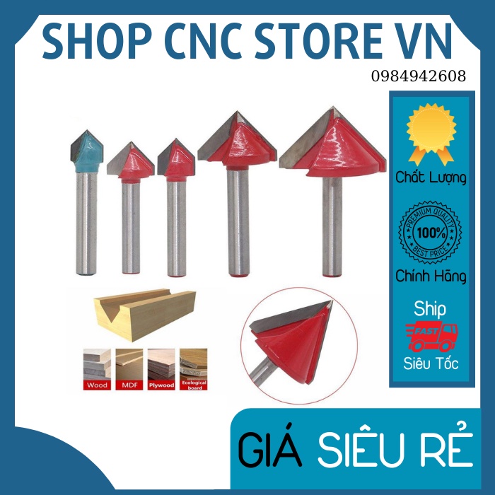 Mũi Phay Vbit Cán 6mm Góc 60-90-120 Lưỡi 22mm Và 32mm, mũi được làm từ thép nhập khẩu độ bên cao. chính xác tuyệt đối