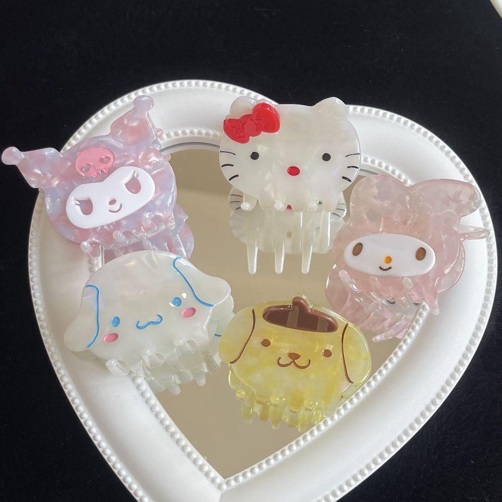 Qqmall Kẹp Tóc Móng Vuốt Họa Tiết Hình Học Kuromi Melody Hoạt Hình Đơn Giản Sáng Tạo Kích Thước Vừa