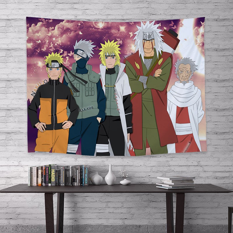 Anime phong cách Nhật Bản Naruto lưới nền đỏ vải trong ký túc xá sinh viên trang trí đầu giường treo [Đăng vào ng