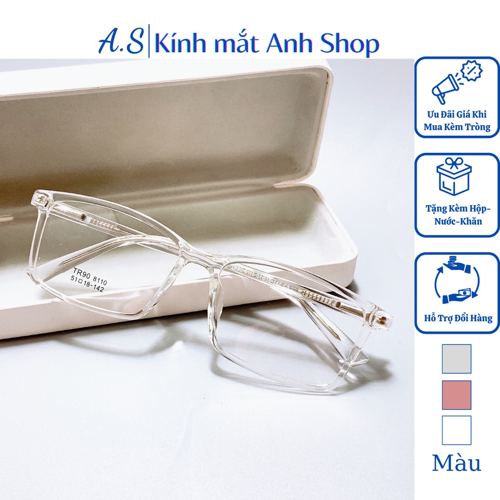 Kính vuông thời trang chất liệu nhựa kết hợp kim loại nam nữ đều dùng được bền và đẹp 8110