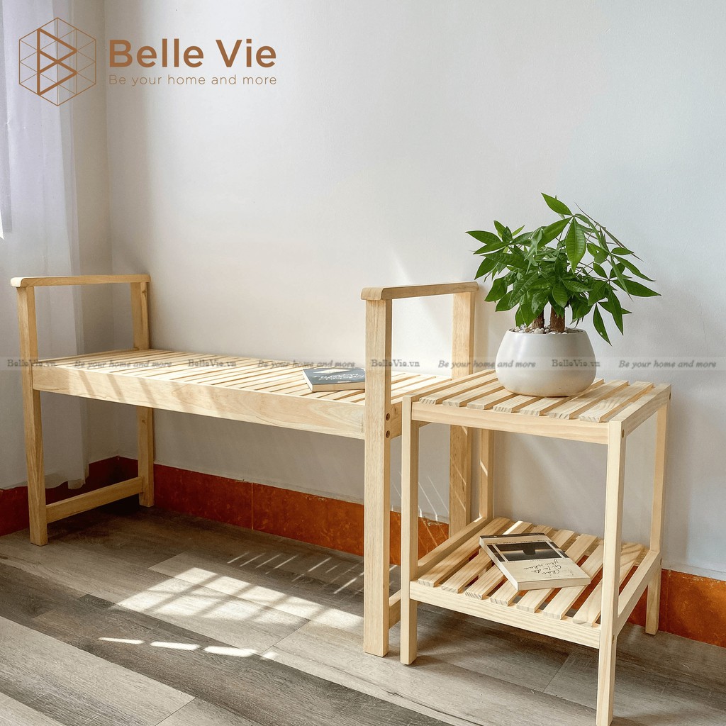 [Mã 151LSSALE giảm 10k đơn 50k] Kệ Đầu Giường Khung Gỗ Mặt Nan 2 Tầng BELLEVIE Kệ Gỗ Đa Năng Để Đầu Giường Shelf 2F