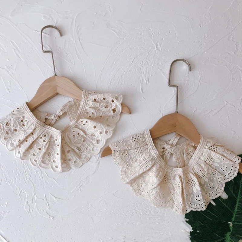 Yếm Cổ Phối Ren Hoa Dễ Thương Phong Cách Hàn Quốc Dành Cho Bé Gái