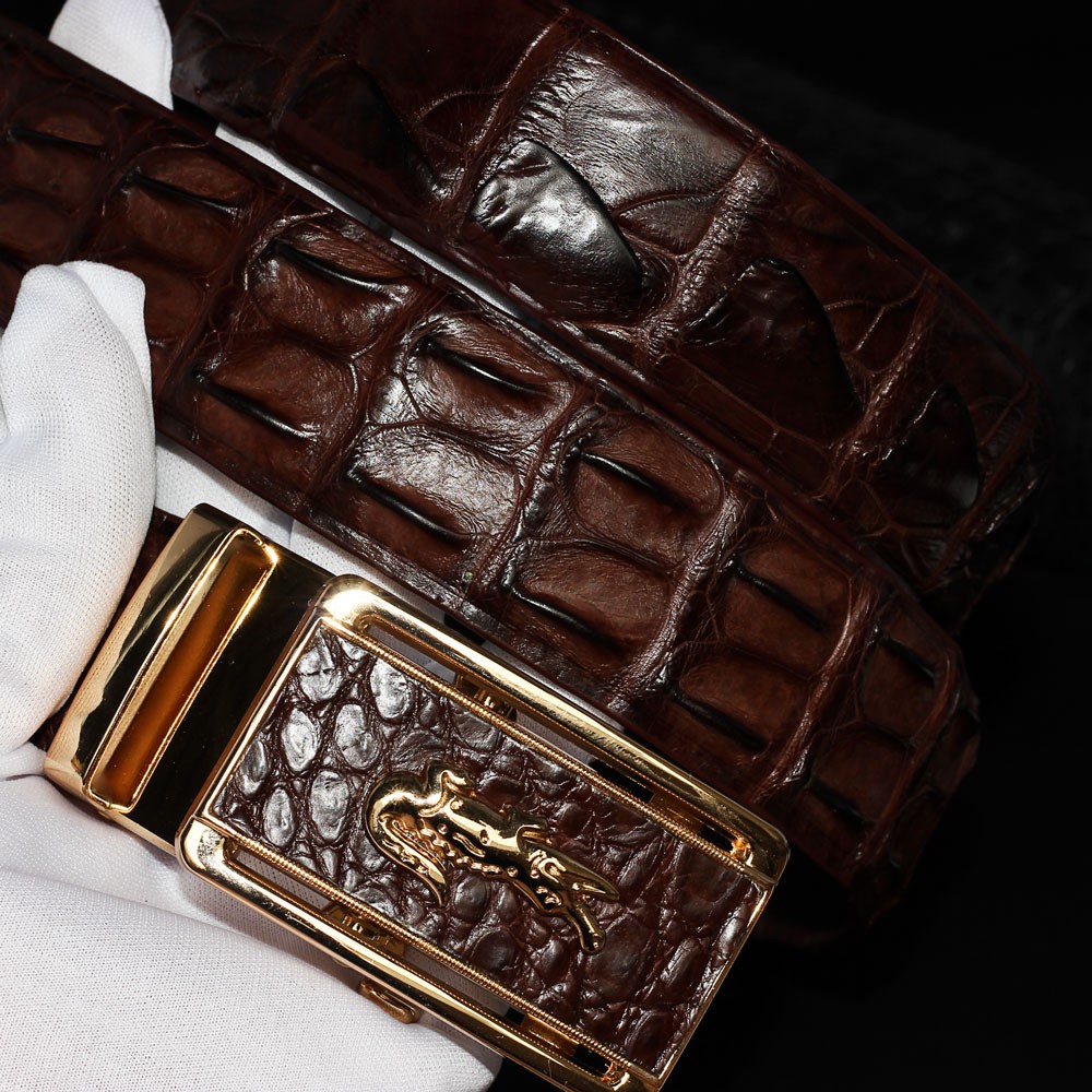 Thắt lưng cá sấu liền nguyên con NGƯỜI SÀNH DA - Bảo hành 24 tháng