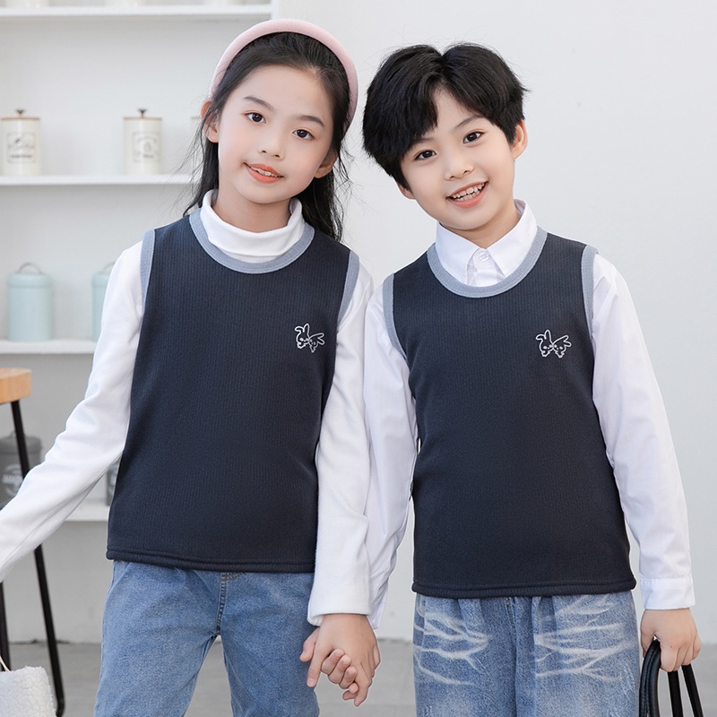 Áo Khoác Lông Cừu Không Tay Thời Trang Mùa Đông Dành Cho Bé Trai Gái 3-15 Tuổi