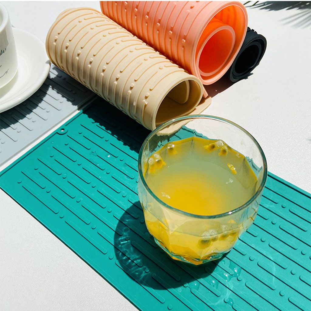 Tấm đệm silicone úp chén đĩa dụng cụ ăn uống ráo nước chịu nhiệt có lỗ thoát nước nhiều màu tùy chọn tiện lợi