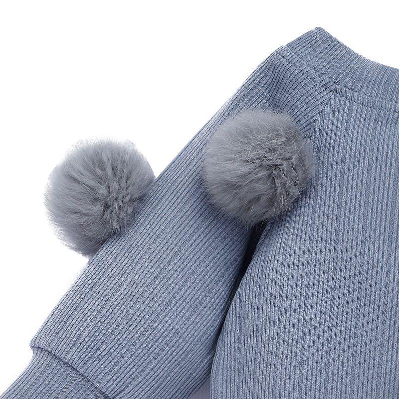 Set áo len dài tay cổ tròn + chân váy ngắn đáng yêu cho bé gái