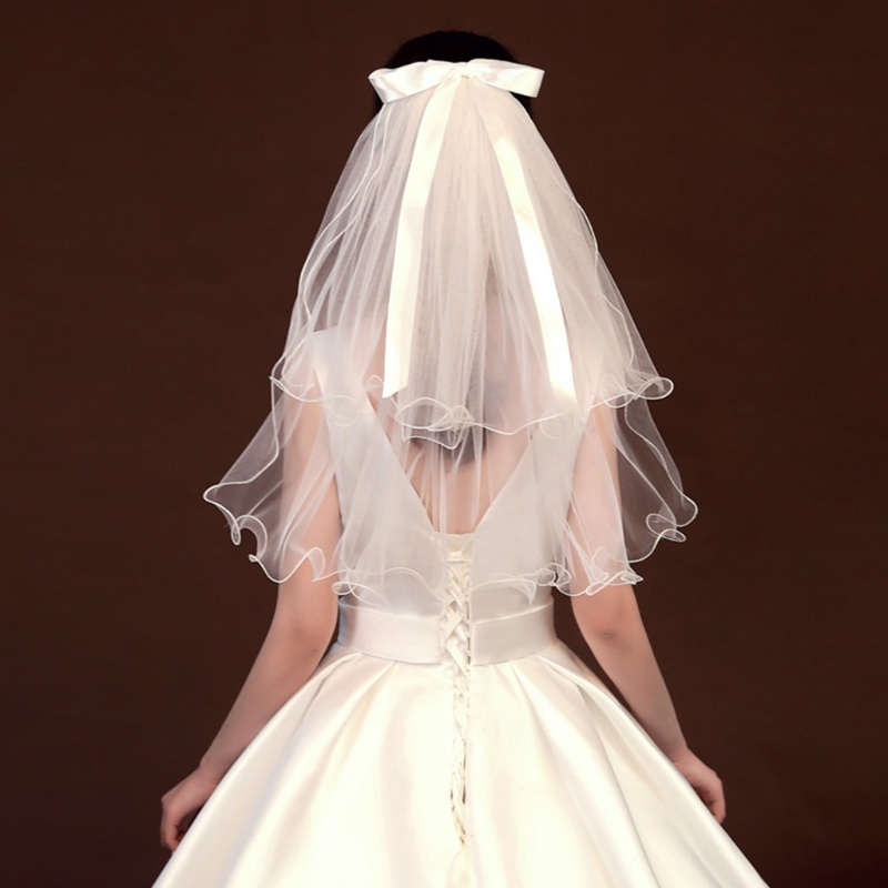 Mạng che mặt cô dâu 2 tầng bằng vải tuyn