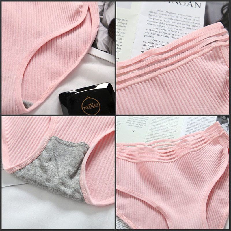 ✨Ready Stock✨ Women's Mid Waist Breathable Seamless Solid Color Panties Briefs