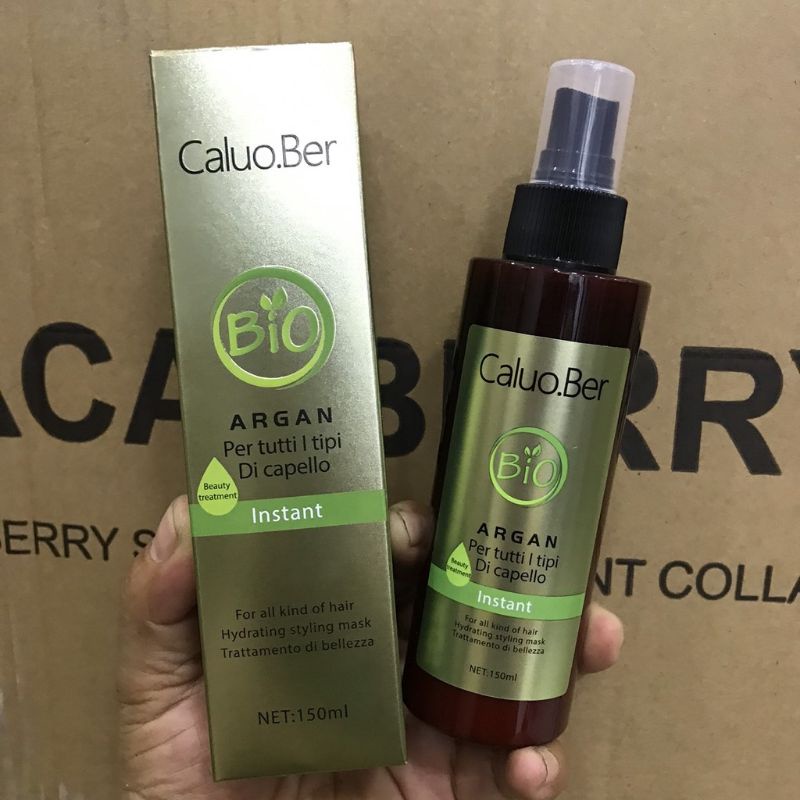 Xịt dưỡng xả khô Caluo.ber bioargan instant hydrating styling mask làm phồng tóc 150ml