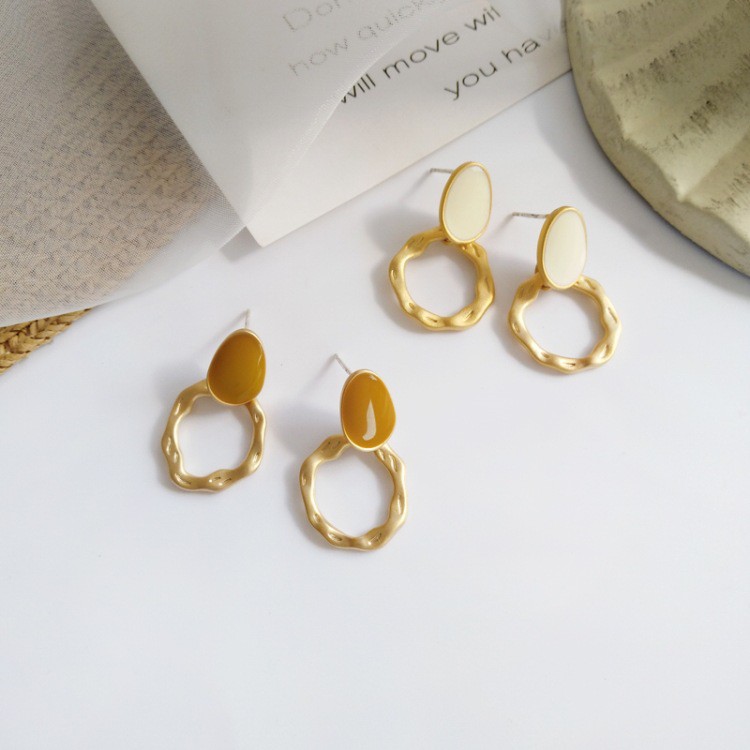 Bông tai mạ vàng kiểu dáng cổ điển khoen tròn nhiều màu dành cho nữ - Mely 1400