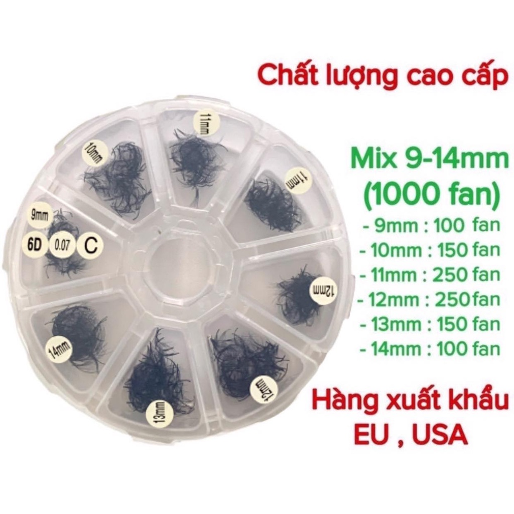 Mi fan 6D mix các loại, 1 hộp 500 fan hoặc 1000 fan