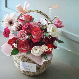 Giỏ cối mây bện gói hoa