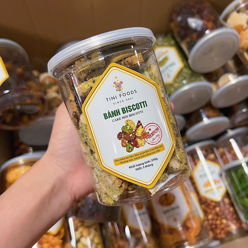 Bánh Biscotti 3 Vị (Vani - Matcha - Socola) Loại 1 - Hàng Chuẩn VSATTP (Lon 250g)