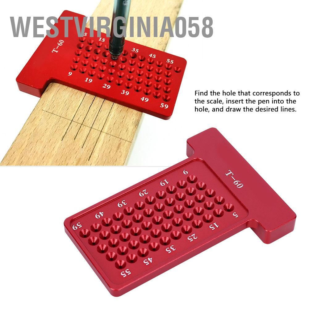 Có thể bán buôn Chế biến gỗ Kiểu chữ T Scriber Nhôm hợp kim Máy đo lỗ Công cụ đánh dấu thợ mộc Westvirginia058 Hàng giao ngay