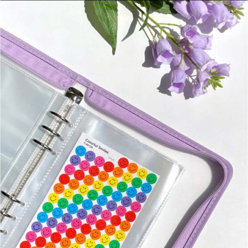 BINDER BÌA KHÓA KÉO A5 6 CÒNG MÀU TÍM HÃNG YUDAENG HÀN QUỐC