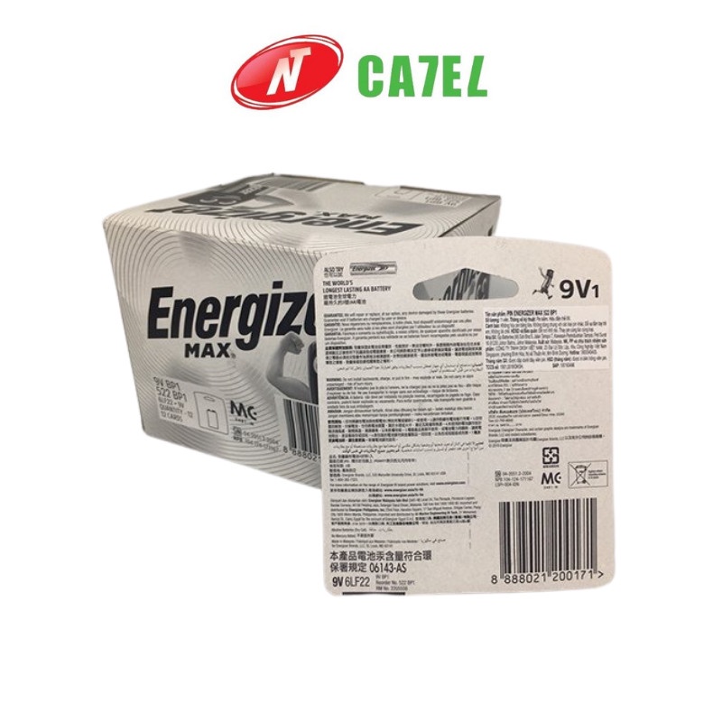 Pin 9V Energizer vỉ 1 viên chính hãng NT CATEL